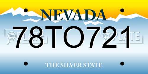 78TO721 Nevada License Plate