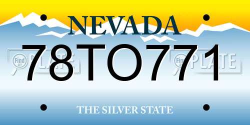 78TO771 Nevada License Plate