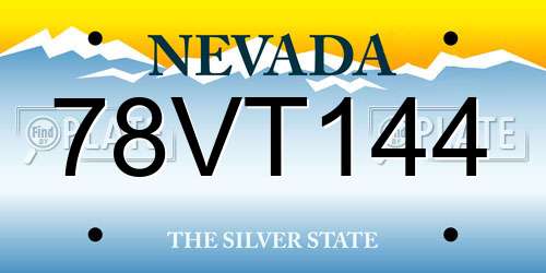78VT144 Nevada License Plate