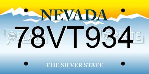 78VT934 Nevada License Plate