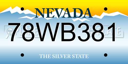 78WB381 Nevada License Plate