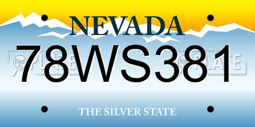 78WS381 Nevada License Plate
