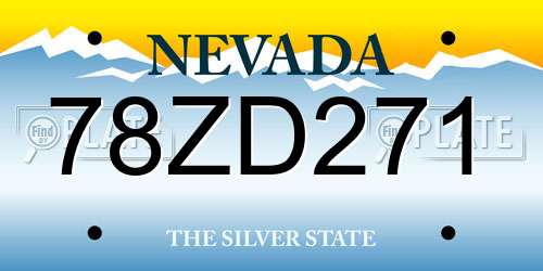 78ZD271 Nevada License Plate