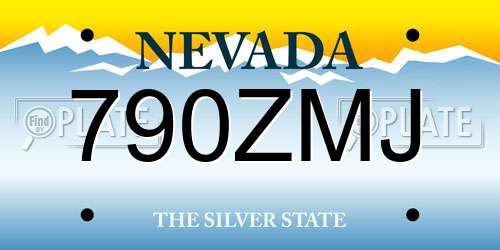 790ZMJ Nevada License Plate