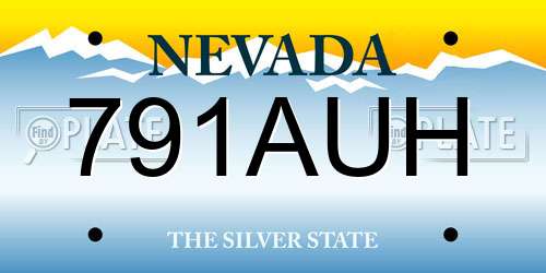 791AUH Nevada License Plate