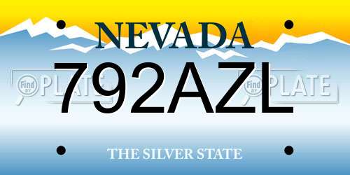 792AZL Nevada License Plate