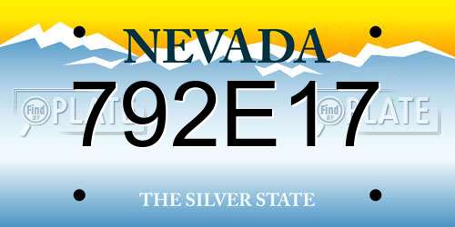 792E17 Nevada License Plate