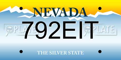 792EIT Nevada License Plate