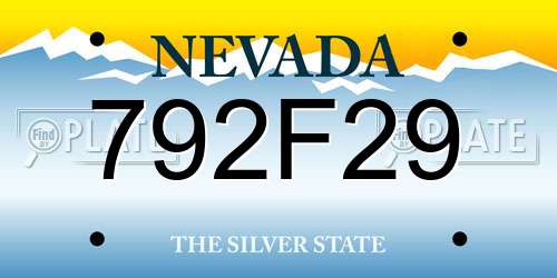 792F29 Nevada License Plate