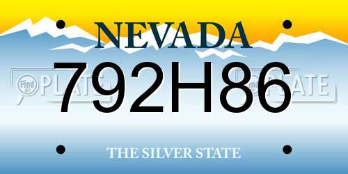 792H86 Nevada License Plate