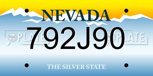 792J90 Nevada License Plate