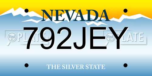 792JEY Nevada License Plate