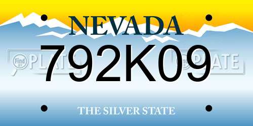 792K09 Nevada License Plate