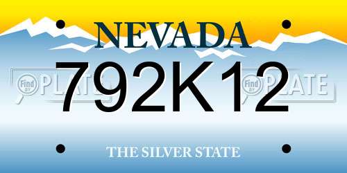 792K12 Nevada License Plate