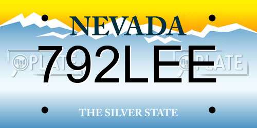792LEE Nevada License Plate