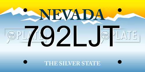 792LJT Nevada License Plate