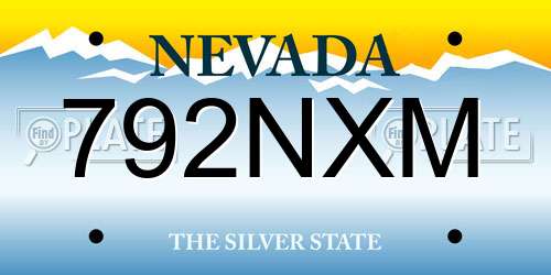 792NXM Nevada License Plate