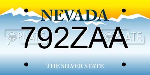 792ZAA Nevada License Plate