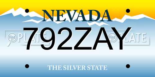 792ZAY Nevada License Plate