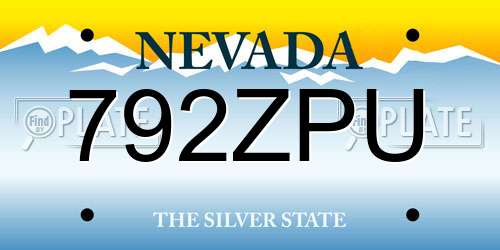 792ZPU Nevada License Plate