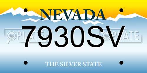 7930SV Nevada License Plate