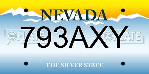 793AXY Nevada License Plate