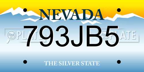 793JB5 Nevada License Plate