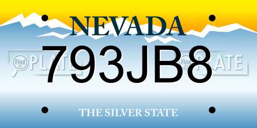 793JB8 Nevada License Plate