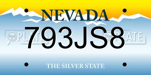 793JS8 Nevada License Plate