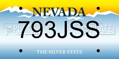 793JSS Nevada License Plate