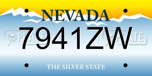7941ZW Nevada License Plate