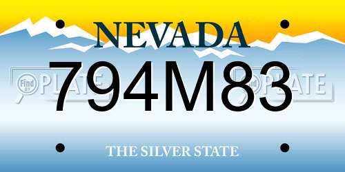 794M83 Nevada License Plate
