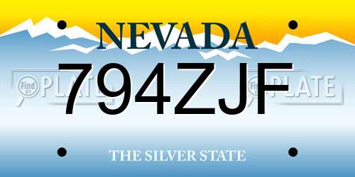 794ZJF Nevada License Plate