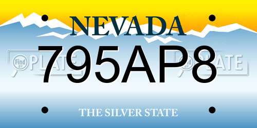 795AP8 Nevada License Plate