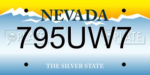 795UW7 Nevada License Plate