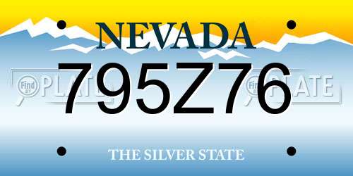 795Z76 Nevada License Plate