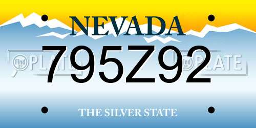 795Z92 Nevada License Plate