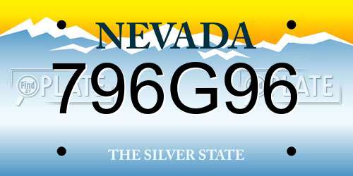 796G96 Nevada License Plate