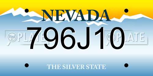 796J10 Nevada License Plate