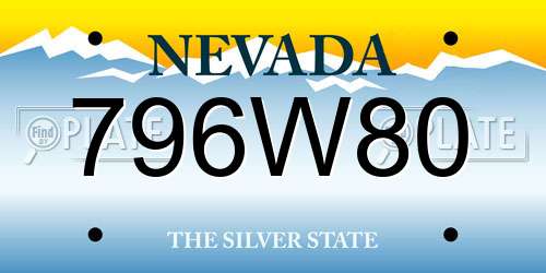 796W80 Nevada License Plate