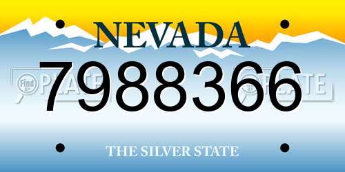 7988366 Nevada License Plate