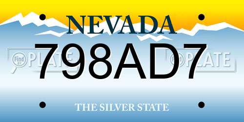 798AD7 Nevada License Plate