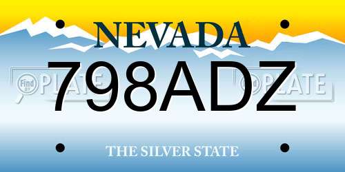 798ADZ Nevada License Plate