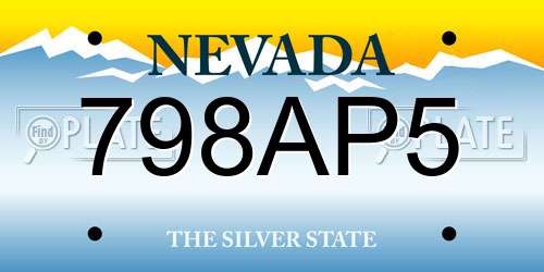 798AP5 Nevada License Plate