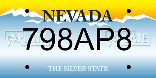 798AP8 Nevada License Plate