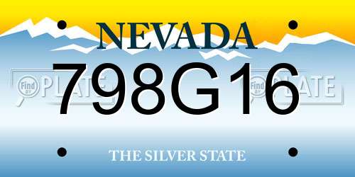 798G16 Nevada License Plate