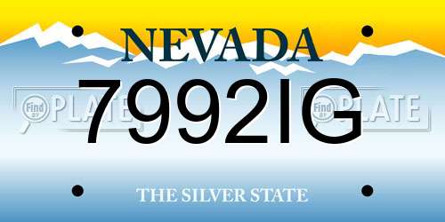 7992IG Nevada License Plate