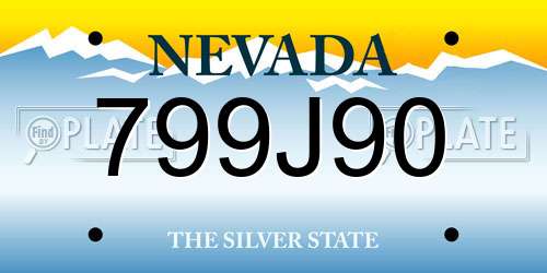 799J90 Nevada License Plate