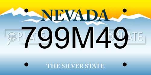 799M49 Nevada License Plate