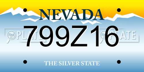 799Z16 Nevada License Plate